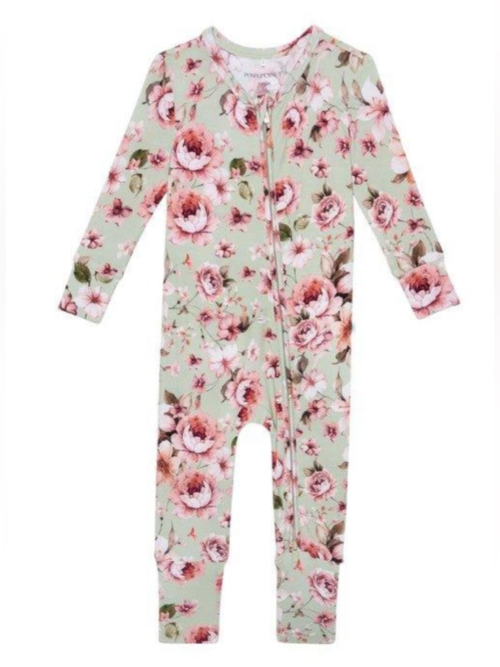 NWT Posh Peanut Millicent Floral Convertible Footie 2T Green & Pink